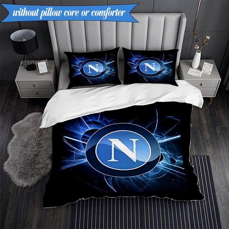Set Lenzuola 3 Pezzi Blu Napoli Simbolo Energetico Stampa 2D (Include 1 Copripiumino + 2 Federe Senza Imbottitura), Decorazione camera da letto, Regalo ventilatore