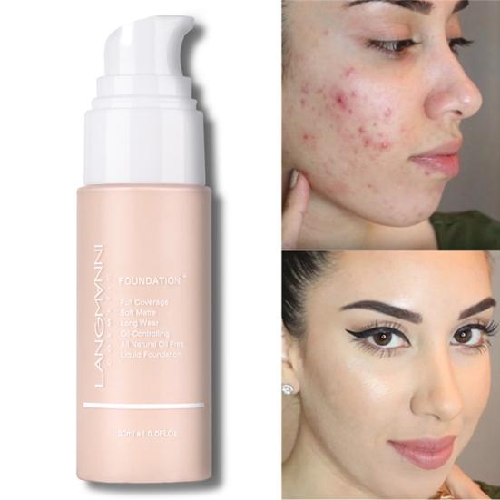 Langmanni Waterproof Whitening Full Coverage Liquid Foundation Face Concealer