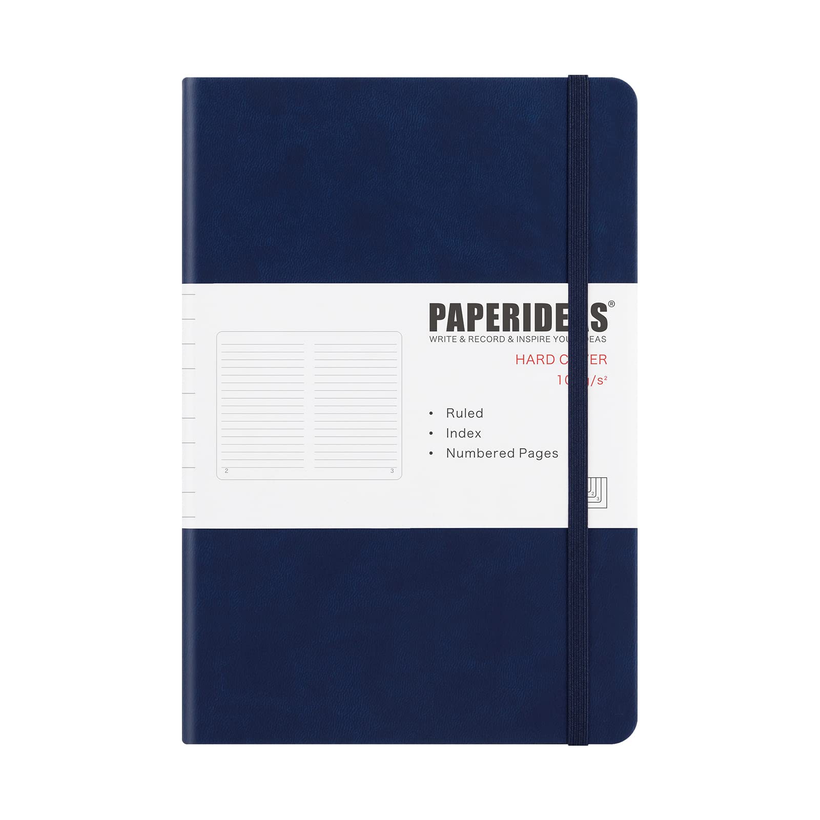 

PAPERIDEAS A5 Hardcover Notebook, (Horizontal Ruled, Navy)
