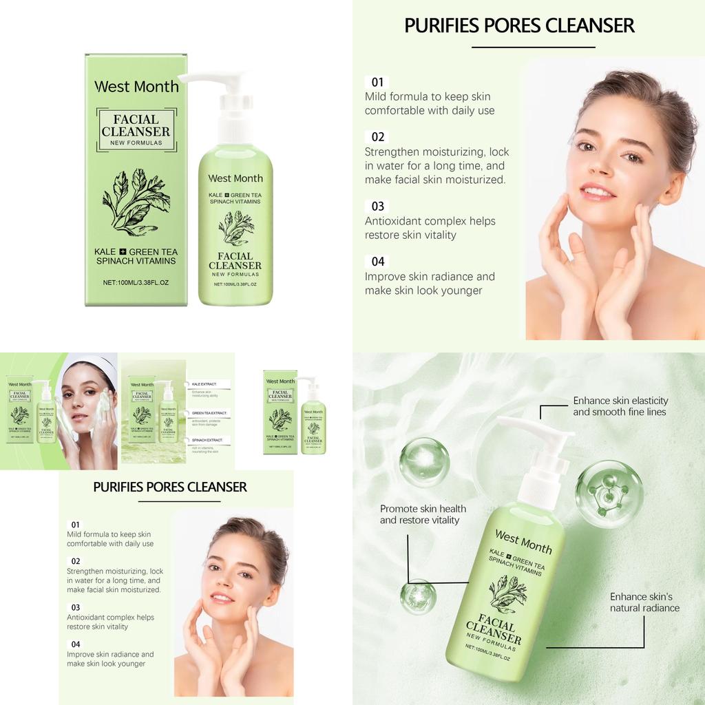 Gentle Moisturizing Facial Cleanser For Refreshing Daily Skin Care And Oil Control 100ml