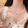 18k Real Gold-plated Zircon Double-layer Pearl Necklace, a Luxurious and Unique Sweater Chain with a French Retro and Fashionable Design, for Women