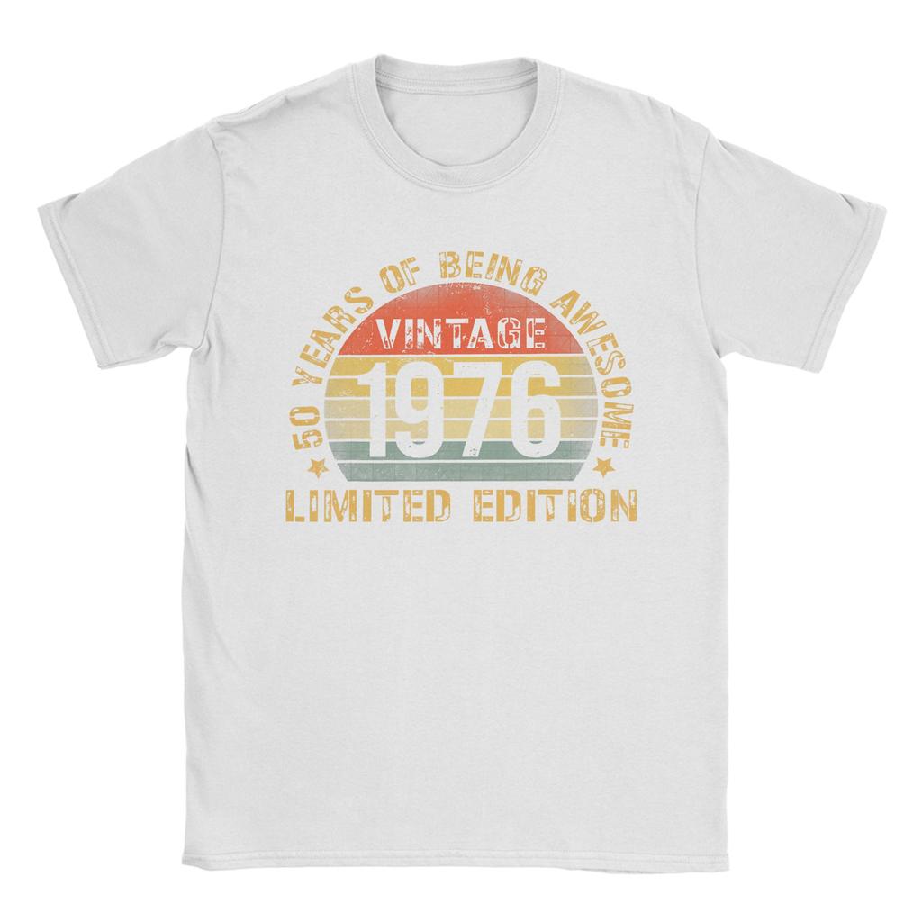 50 Birthday Decorations Unisex 50yr 1976 50th Birthday T-Shirt Summer  Hip Hop T Shirts Unisex's Clothes Short Sleeve Awesome Tops