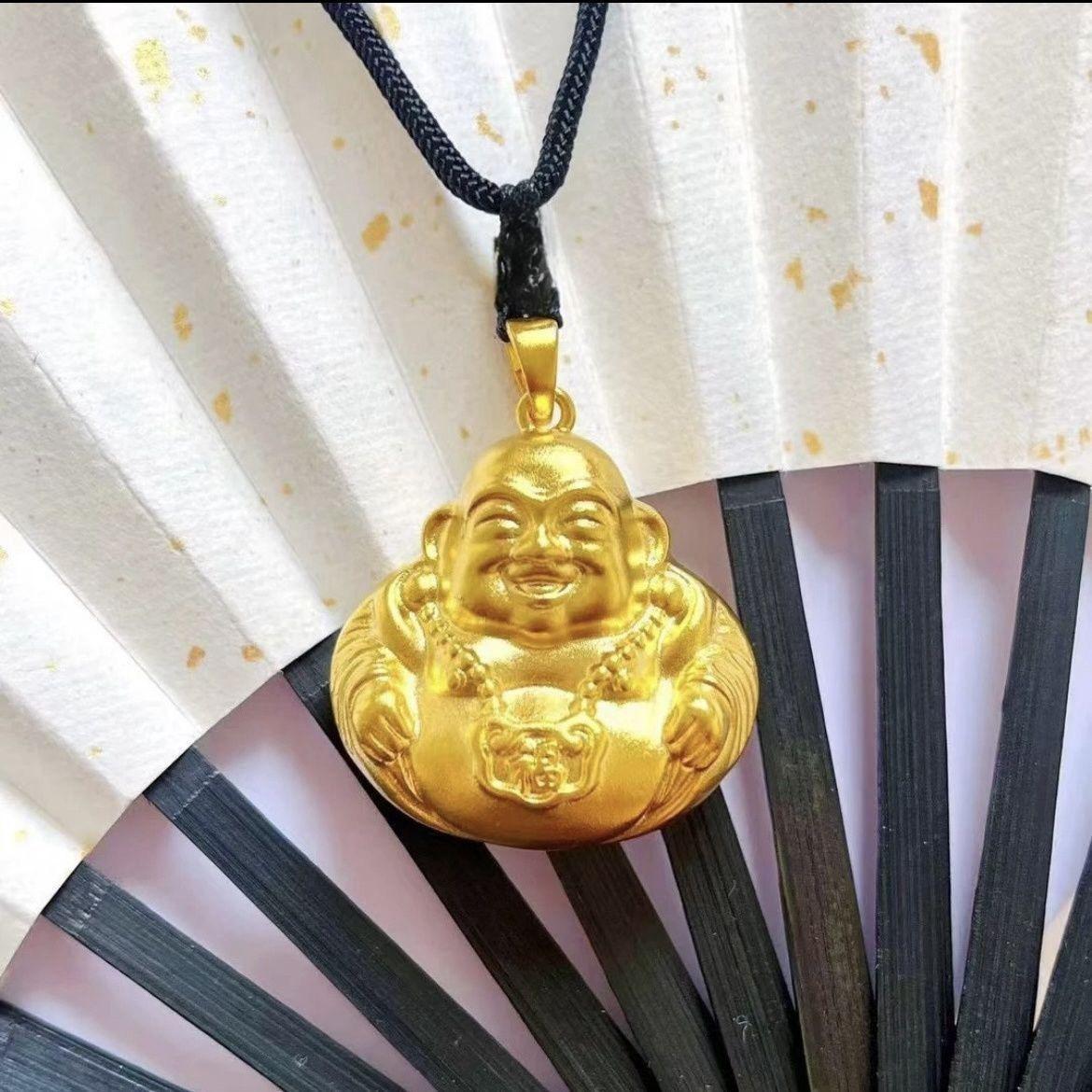 High-End Unisex Hollow Maitreya Buddha Pendant - Unique Alloy Design, Perfect Gift