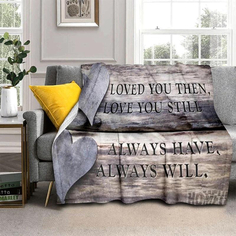 Family Text Blanket Love Flannel Throw Blanket Super Soft Fleece for Bedroom Couch Sofa Gift for Family Lightweight King Size