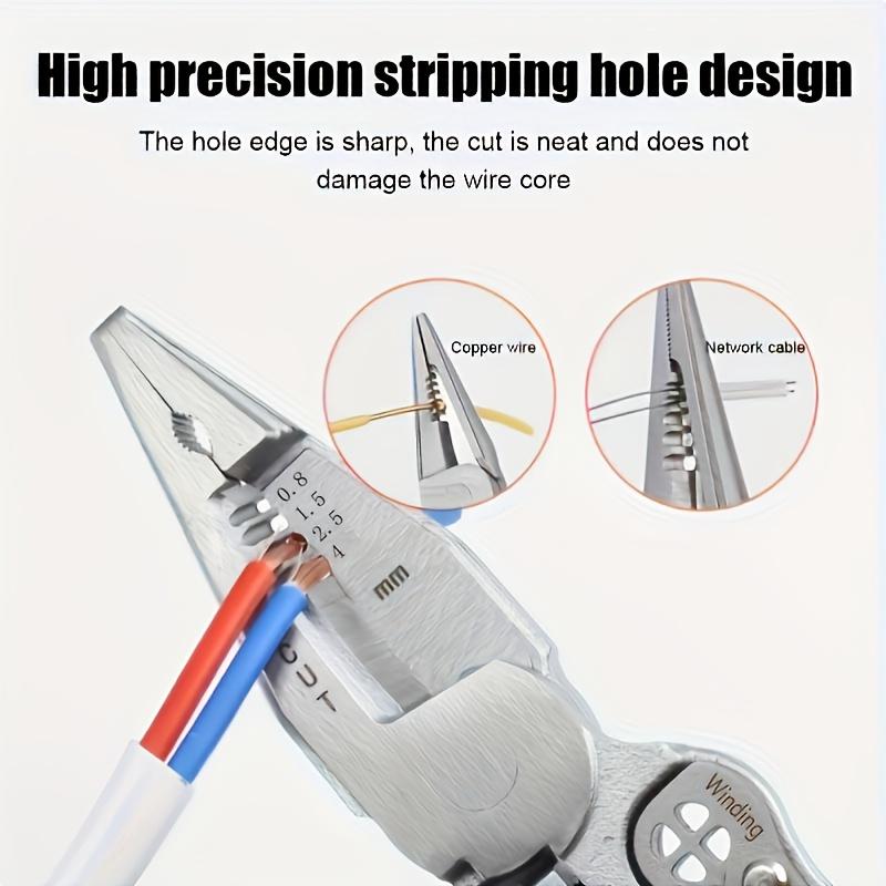 9-in-1 Multifunctional Wire Stripping Pliers with Voltage Tester, Wire Stripper/Cutter/Crimper Tool for Electrical Maintenance