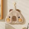 Capybara Round Coral Velvet Hand Towel, Kitchen Hanging Dual-purpose Water-absorbing and Quick-drying Square Towel