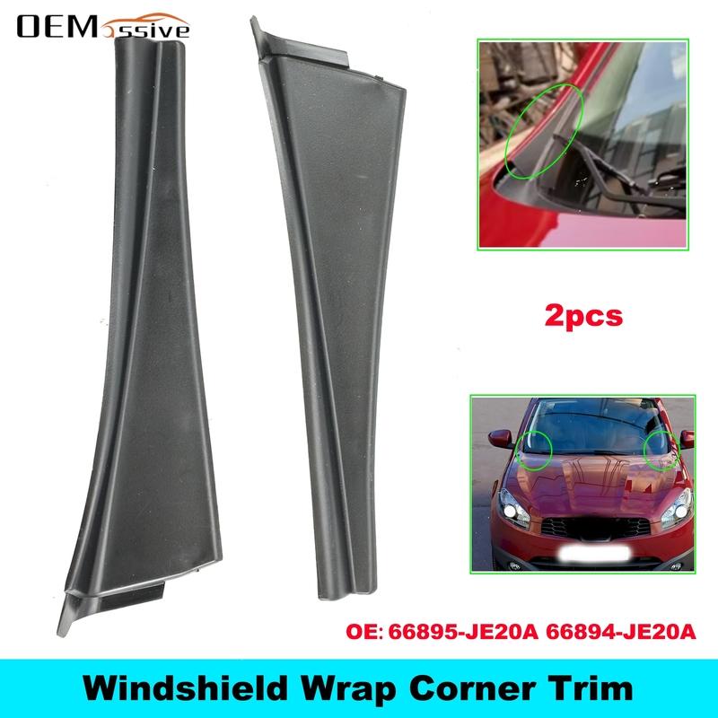 

2x 66895-JE20A Windshield Wiper Side Trim Cover Deflector Plate Rubber For Nissan Qashqai/Rogue J10 2008 2009 2010 2011 2012-15