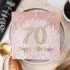 Vaisselle d'Anniversaire Rose Doré pour les Célébrations des 80, 90, 100 Ans - Nappe et Serviettes Jetables