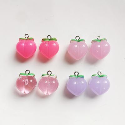 10pcs 3D Peach Flat Resin Charms Pendant DIY Earrings Peach Charms Fruit Pendants Transparent Links Hanging Ornaments