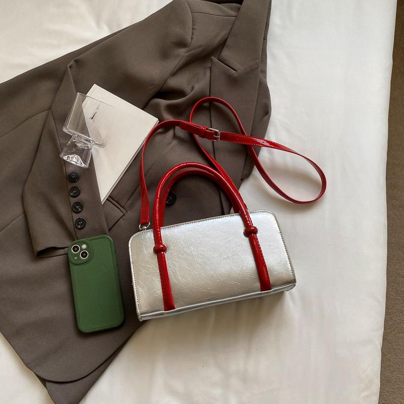 Small Retro PU Leather Underarm Bags for Women 2024 Winter Y2k Trend Korean Fashion Shoulder Bag Lady Silver Handbags Tote Bag