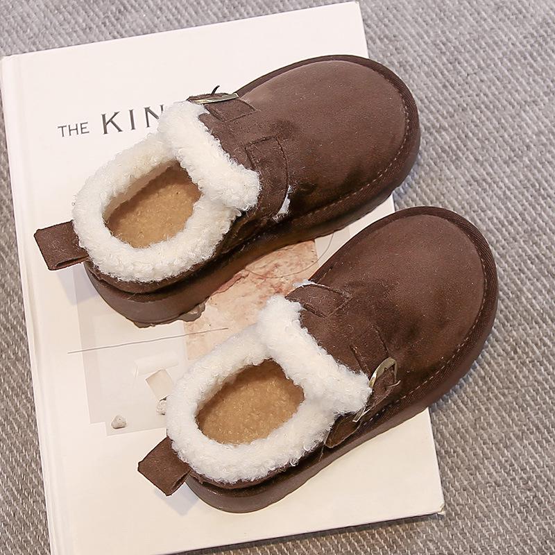 Children's Korean-Style Winter Snow Shoes - Plush Leather & Warm Fur 2025