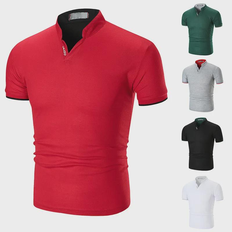 Einfarbiges Poloshirt mit Stehkragen für den Sommer für Herren