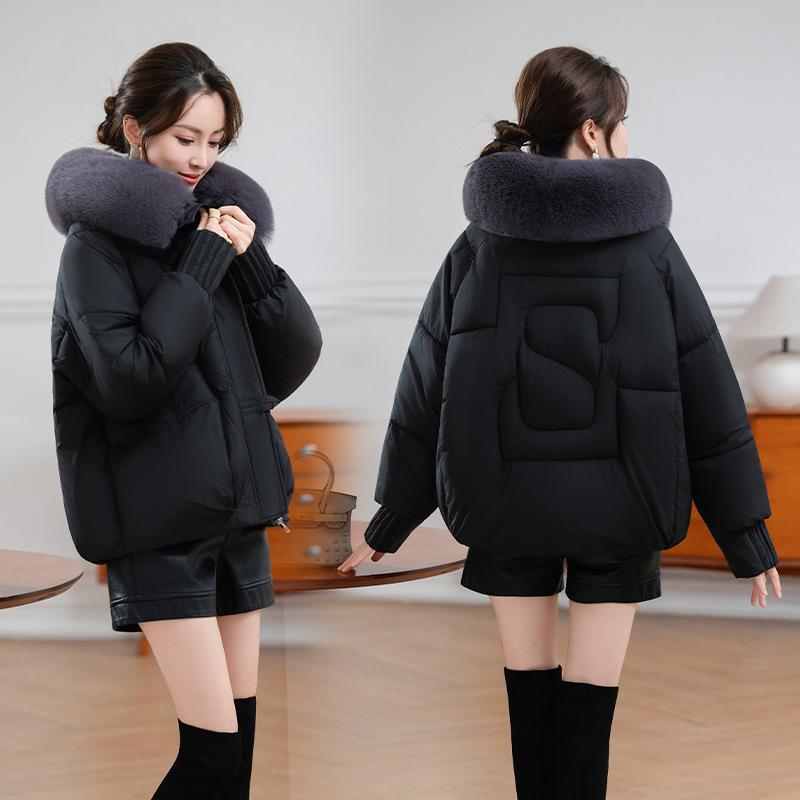 New fashion cotton clothes women's warm big fur collar temperament short women's cotton-padded clothes jacket