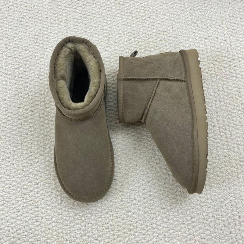 Zapatos bajos de cuero nuevos zapatos perezosos botas de nieve moda de invierno versátiles zapatos de mujer cálidos y cómodos