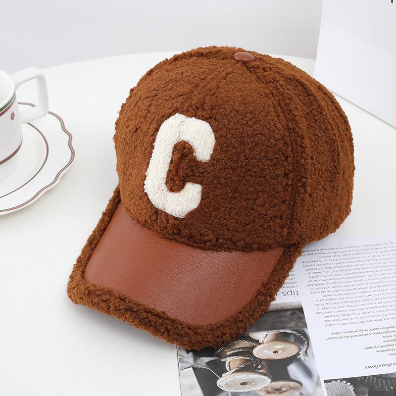 

Осінь-зима Літера C Бейсболка з овечої вовни Модна капелюх для тата Snapback Зберігає тепло Шапки для чоловіків унісекс One Size