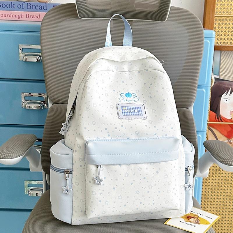 Schoolbag New 1011 College Style Backpack Light and Cute Junior High School High School Students Sweet Stars High Value Backpack