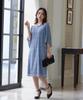 Nissen Evening Dress Chiffon Flared Sleeve Lace Sack Dress Sizes LL [Wedding/Party Dress] (Plus Available) Navy,