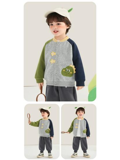 Kaka Panda Kids' Spring Baseball Jacket - Trendy Casual Top for Boys and Girls