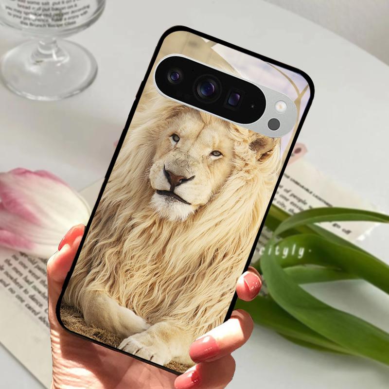 For Google Pixel 9 Pro XL Case Pixel9 Cute Animal Tempered Glass Phone Cover For GOOGLE PIXEL 9A Glass Protective Fundas Cases