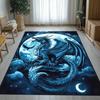 Blue Dragon Moon Sky Fantasy Rug Crystal Velvet Carpet Living Room Decor Artistic Design Soft Floor Mat Home Decoration Fantasy