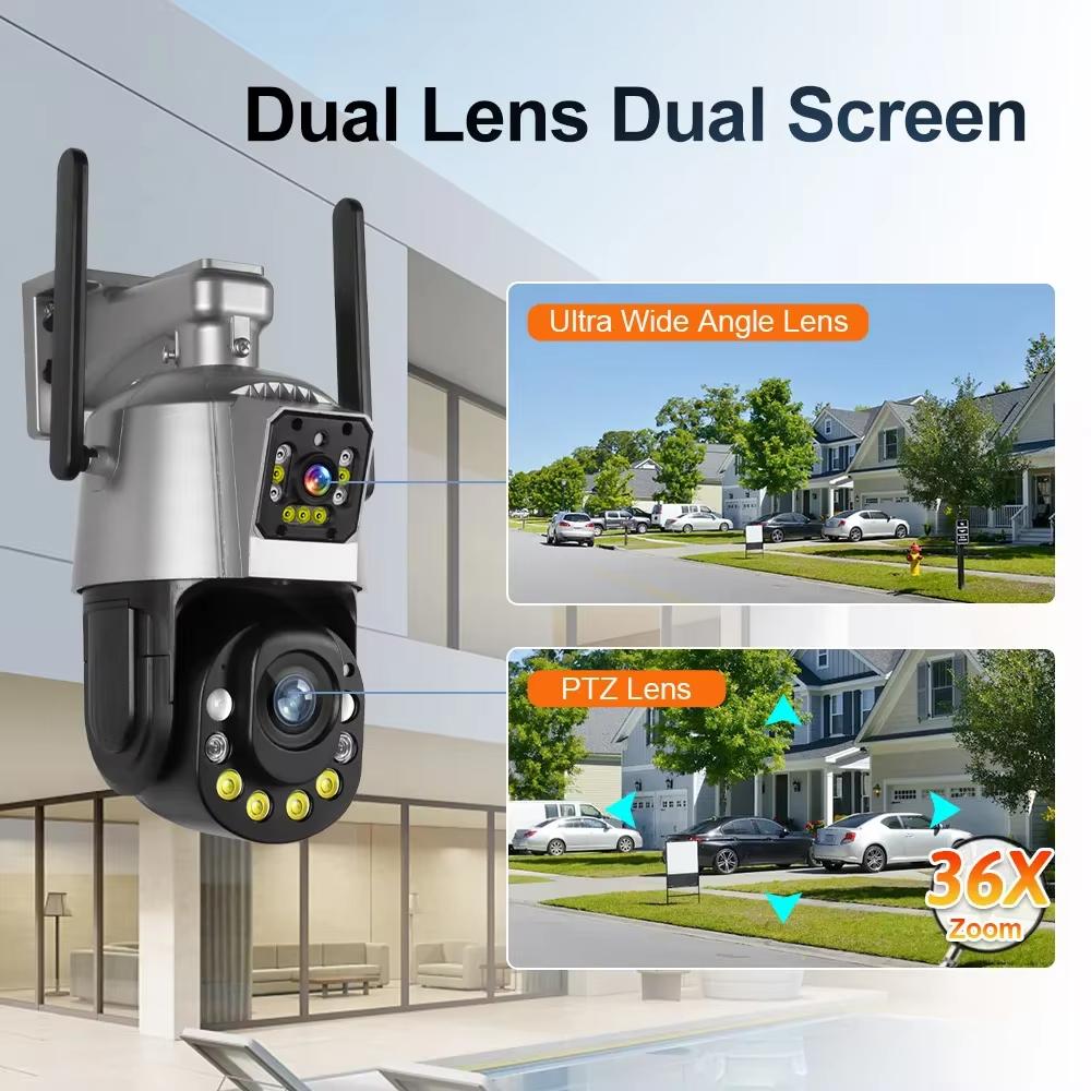 LS VISION 6MP Real 36X Optical Zoom WIFI Camera Outdoor Dual Lens PTZ Humanoid Detection Color Night Vision Surveillance IP Camera iCSee App