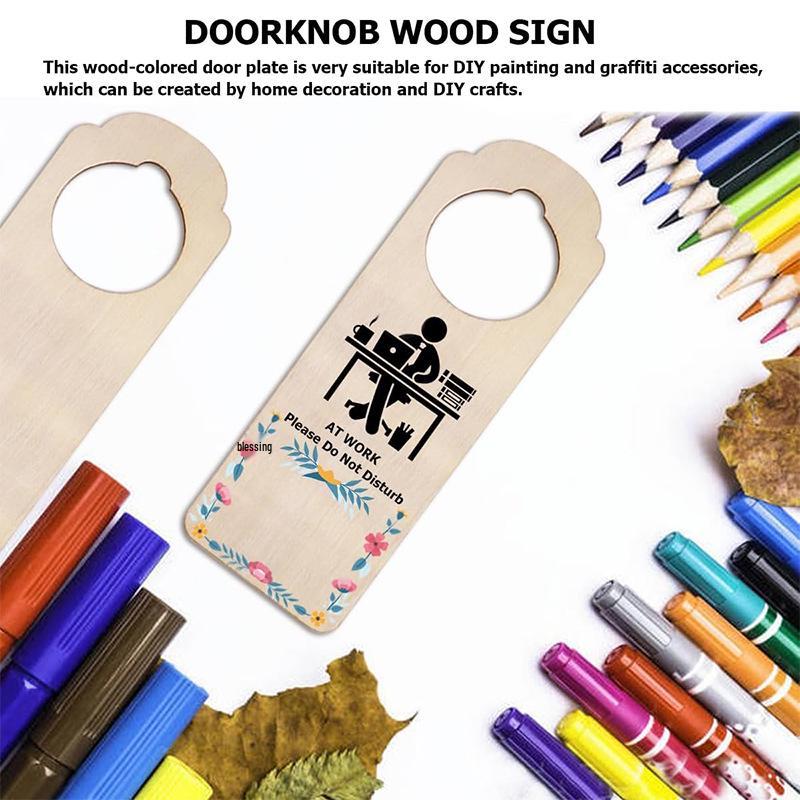 DIY Unfinished Wooden Door Handle Sign for Home, Hotel, or Office Decor