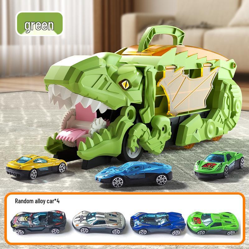 Dinosaur Devouring Car: Transforming Track & Storage Toy for Kids