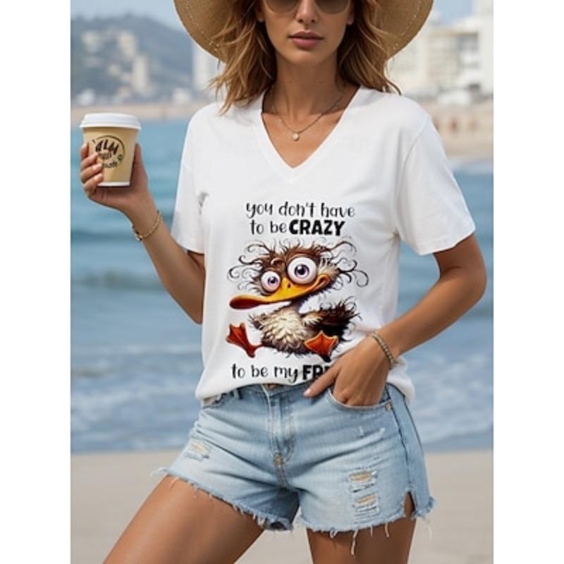 

Women s T Shirt Graphic Animal Letter Bohemia Vintage Stylish Short Sleeve V Neck Regular Tops Daily Print Summer Spring 3XL