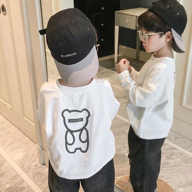 Boys Spring Summer Cotton Long Sleeve T Shirt Fashionable Round Neck Base Layer Top Kids Trendy Casual Tee 90