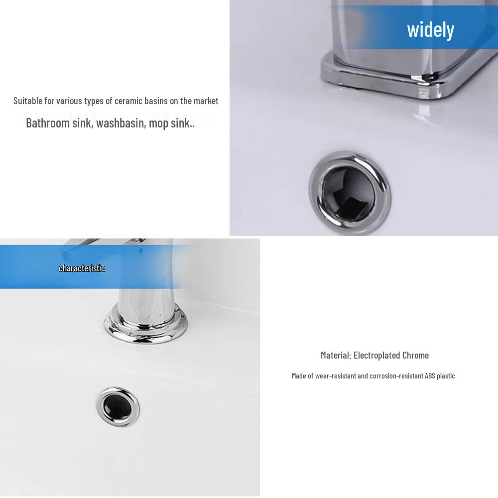 Universal Electroplating Sink Hole Overflow and Drain Cover for Bathtub and Kitchen