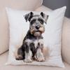 Cute Mini Schnauzer Dog Cushion Cover Home Double Print Decor Cartoon Pet Animal for Sofa Car Pillowcase Soft Plush Pillow Case