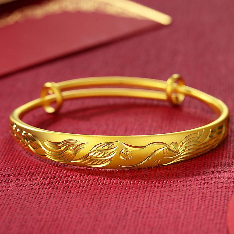 Fashionable Sand Gold Simulated Bracelet For Women Vintage Elegant Gold Plated Wedding Decoration Peacock Bracelet Long