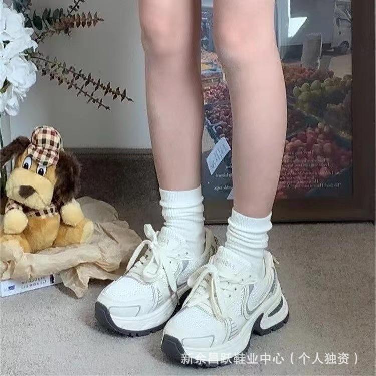 

Thick-soled heightening women s new spring versatile casual silver retro sneakers 40