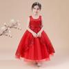 Sequin Princess Dress Wedding Dress Girls Show Long Performance Pompous Gauze Flower Children Dress