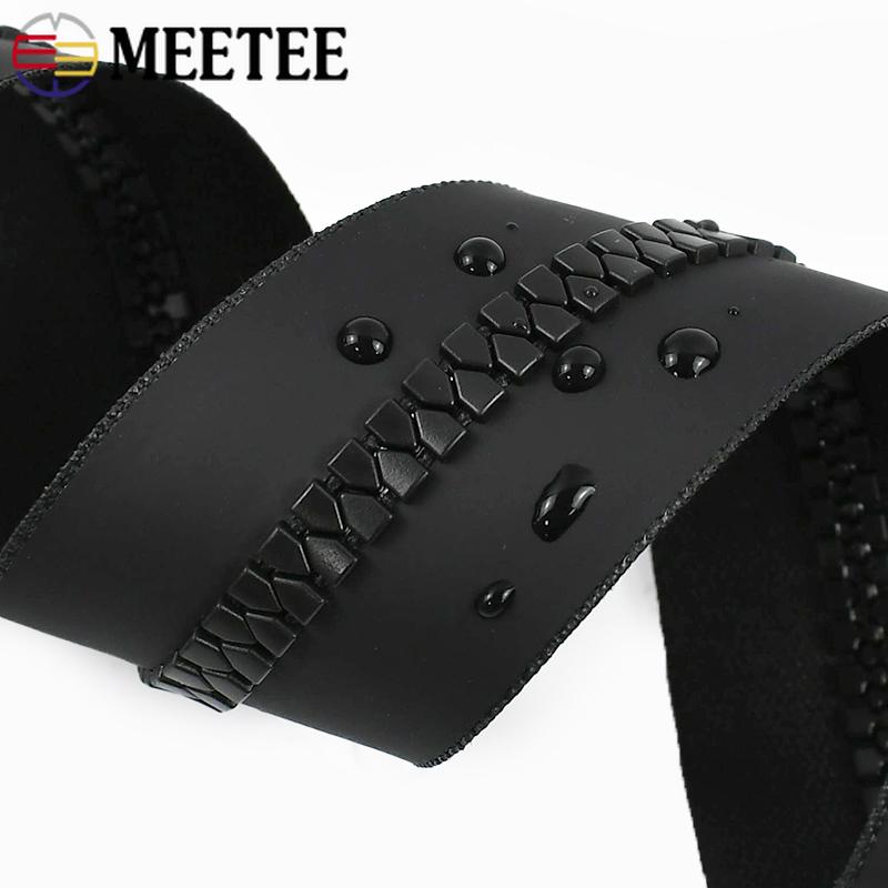 Meetee 3/5/10M 3# 5# 8# Waterproof Resin Zipper Outdoor Tent Zips Clothes Jacket Decor Zippers Repair DIY Sewing Accessories