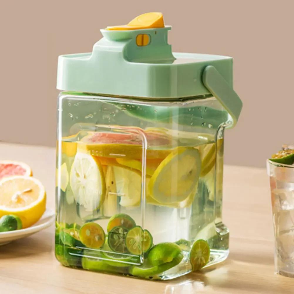 2.3L Portable Plastic Drink Dispenser with Spigot Refrigerator Beverage Dispenser Beverage Liquid Drink Container