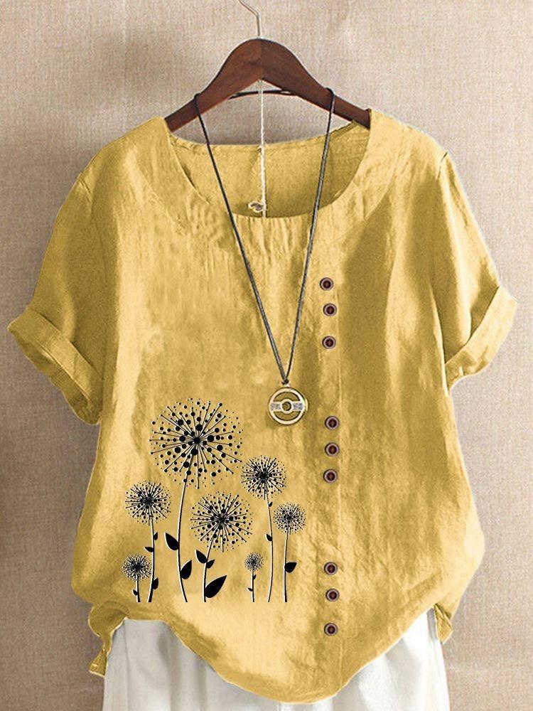 2024 Spring Summer Women Printed Loose Fit Pullover Shirt Large Size
