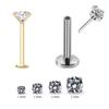 Stainless Steel Zirconia Stud Lip & Tragus Piercing Bar 0.8-1.2mm, 1.5-4mm Helix Pin