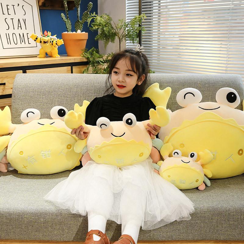 Adorable Cartoon Crab Plush Toy Stuffed Animal Pillow Down Cotton Cushion