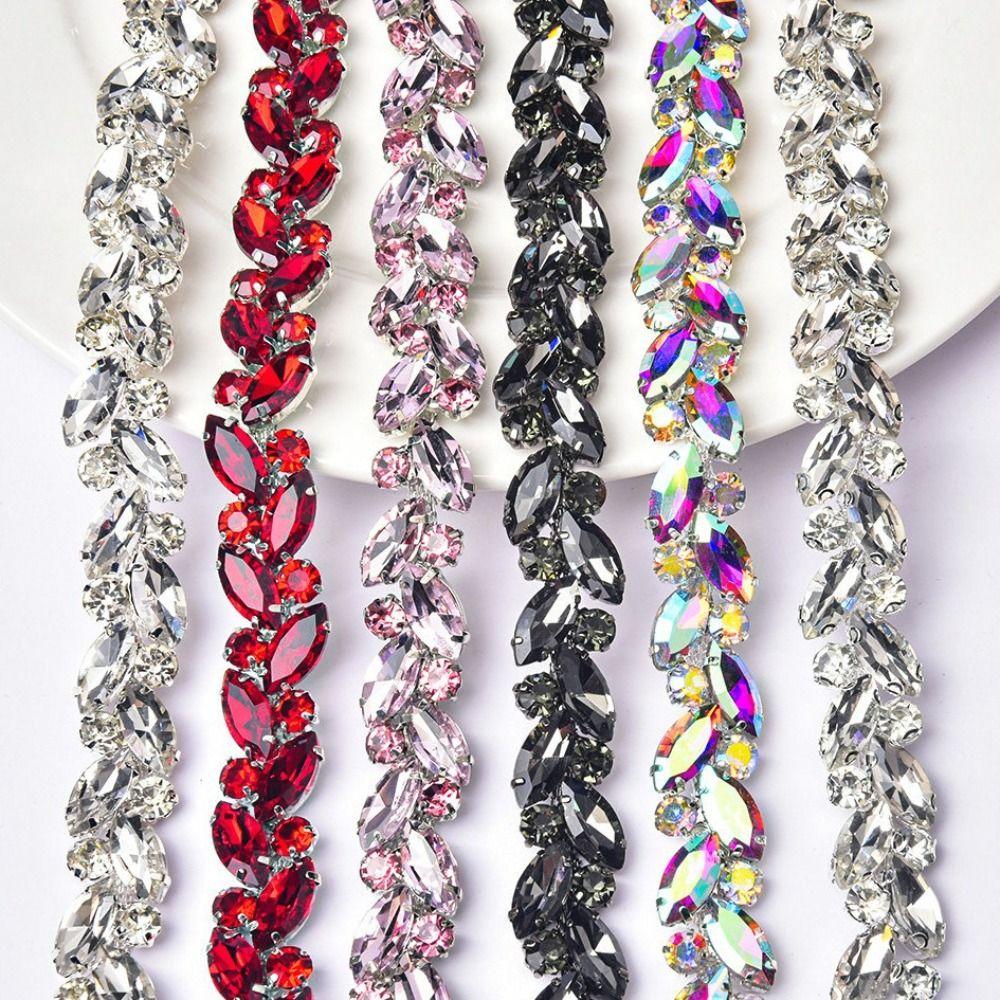1Yard/90cm Rhinestone Border DIY Multi-color Crystal Diamond Strips Versatile Self-adhesive Diamond Ribbon