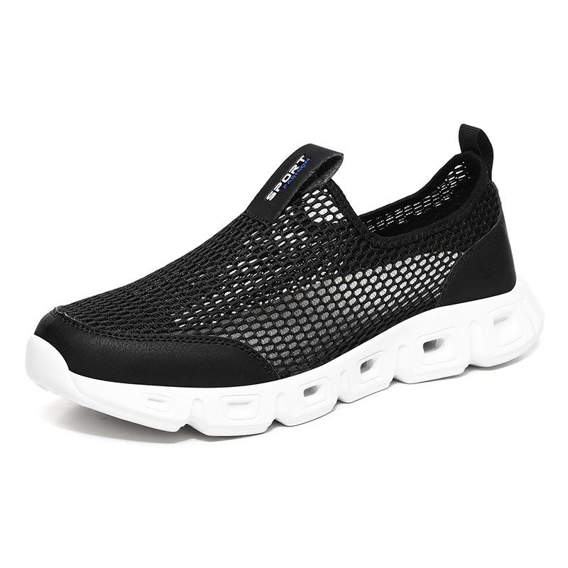 2025 new spring and summer breathable men and women of the same large size hollow mesh shoes one pedal couple light casual shoes