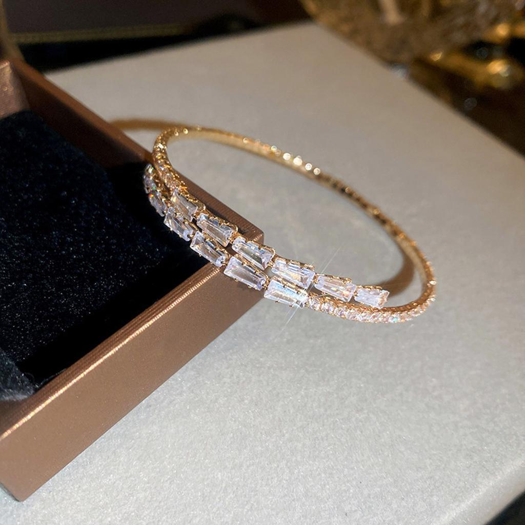 Adjustable Zircon Leaf Bracelet With Sparkling Zircon Stones Handmade Wristband Elegant Jewelry For Women Daily Wear
