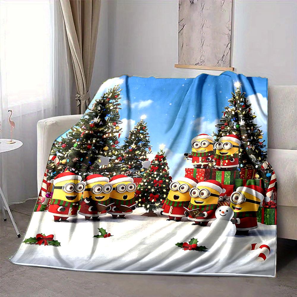 1Pc Christmas Minions Celebration Blanket Soft And Comfortable Casual Warm Camping Travel Christmas Halloween Gift M91751