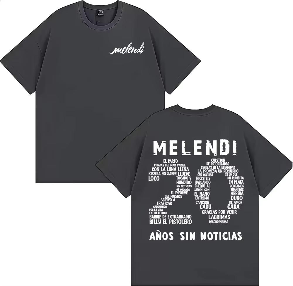 T-shirt Merch Rapper Melendi 20 Ans Sans Nouvelles 2026 Printemps Été Hommes Femmes Mode Rétro Manches Courtes Coton Haut Décontracté
