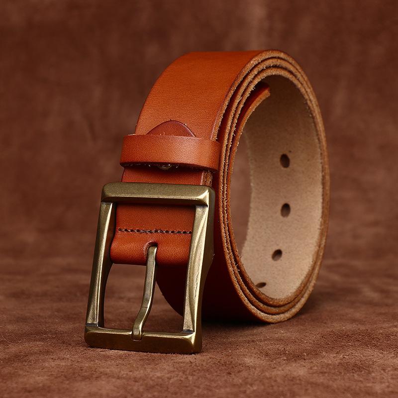 Retro Leather Top Layer Cowhide Belt for Men, Simple and Versatile, Light Luxury Style Casual Jeans Belt for Men