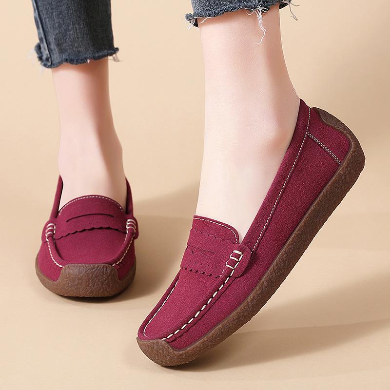 New Suede Leather Shoes Woman Slip On Women Flats Moccasins Women's Loafers Spring Autumn Mother Shoes