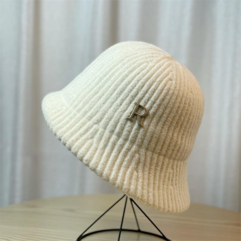 Striped Autumn and Winter Versatile Fisherman Hat Feminine Fashion Bucket Hat Foldable Winter Warmth and Windproof