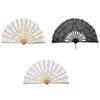 Portable Wooden Roleplay Fan With Flower Patterns Vintage Style Cooling Tool For Stage Performances