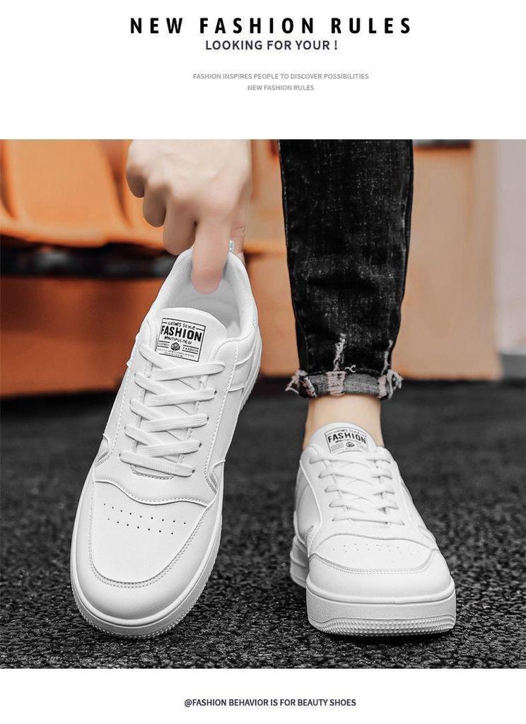 Men's Spring Breathable White Korean-Style Chunky Sneakers