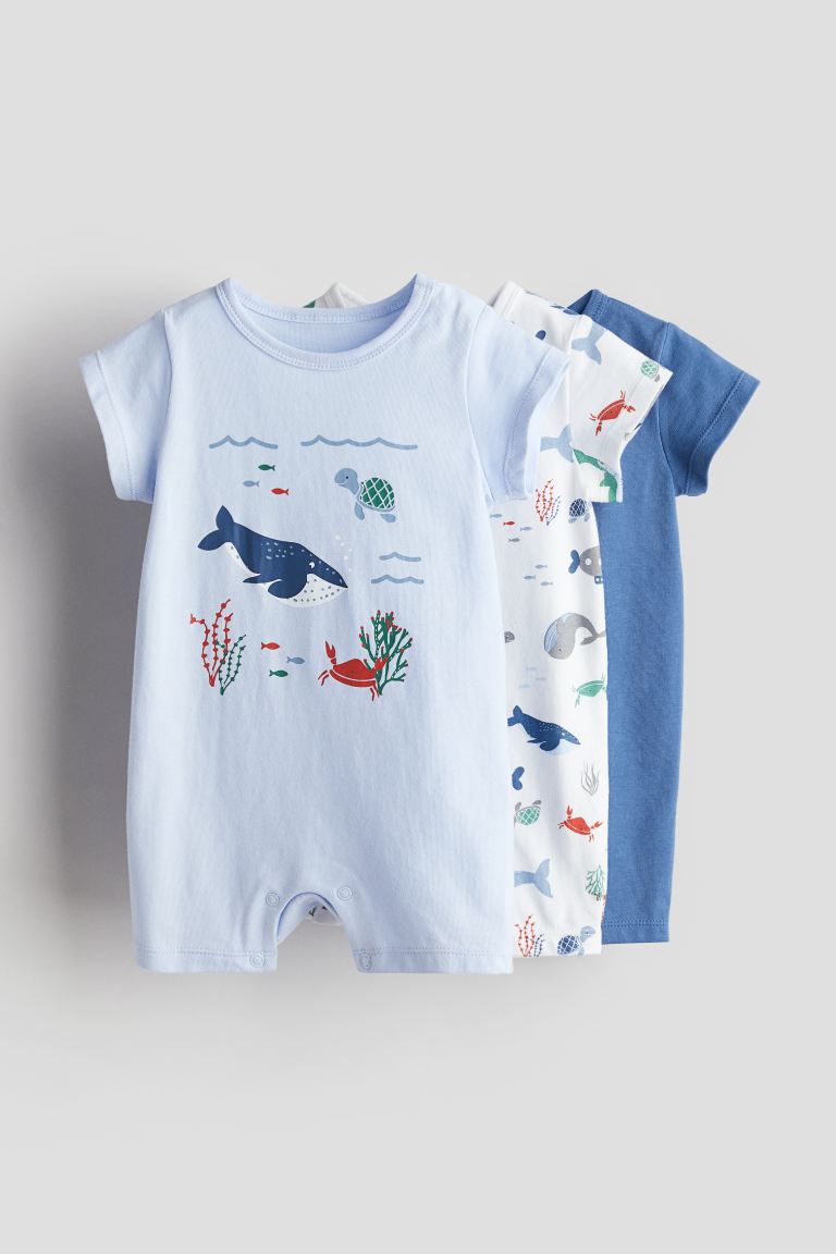 

Хлопковый пижамный комплект из трех предметов HM «Пыльно-синие морские животные»